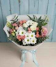 Букет цветов из:  Розы, Лизиантусы и Хризантемы #REPLACE_PRED# Азово