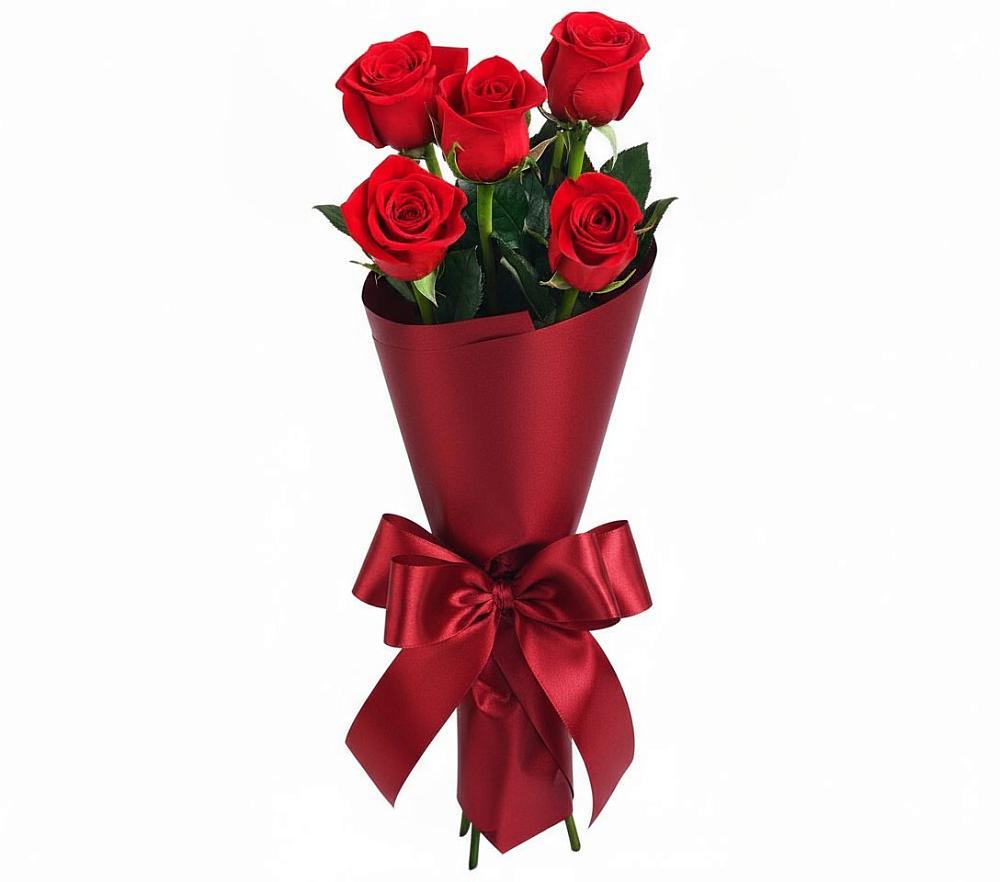 Букет 5 Красных роз Эдлесс Лав в Азово