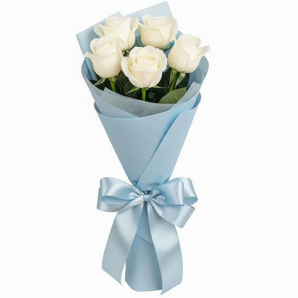 Букет 5 Белых роз Проуд в Азово