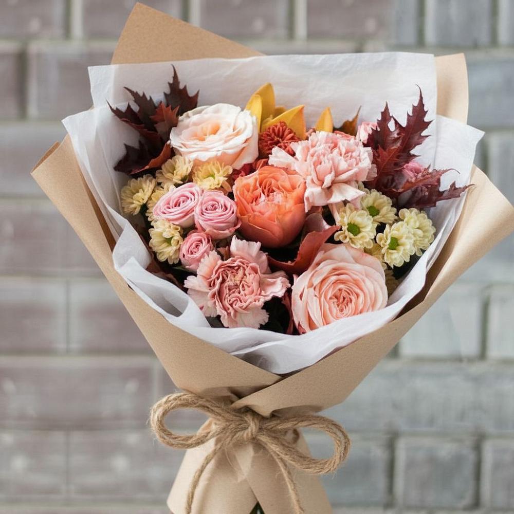 Букет цветов из: Гвоздики, Хризантемы и Розы в Азово