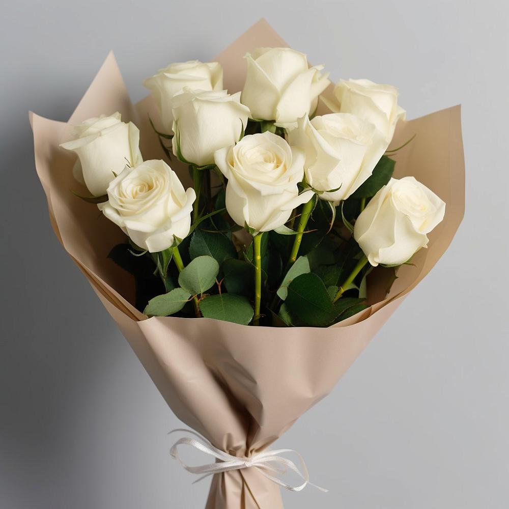 Букет 9 Белых роз Эдлесс Лав в Азово