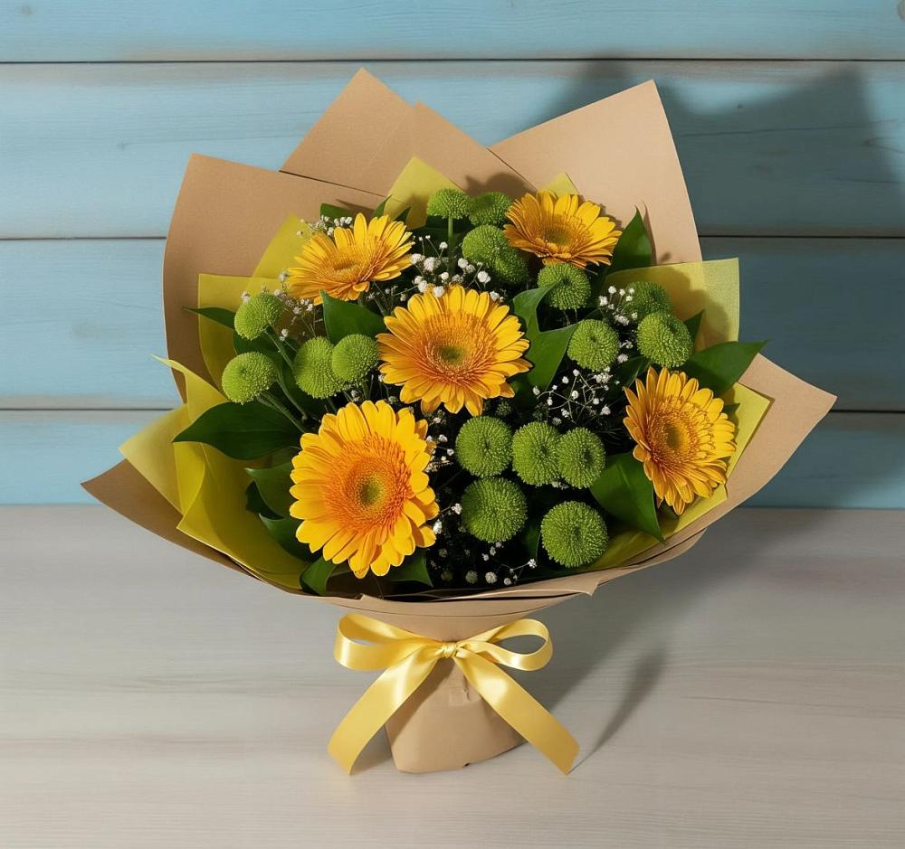 Букет цветов из: Герберы и Хризантемы в Азово
