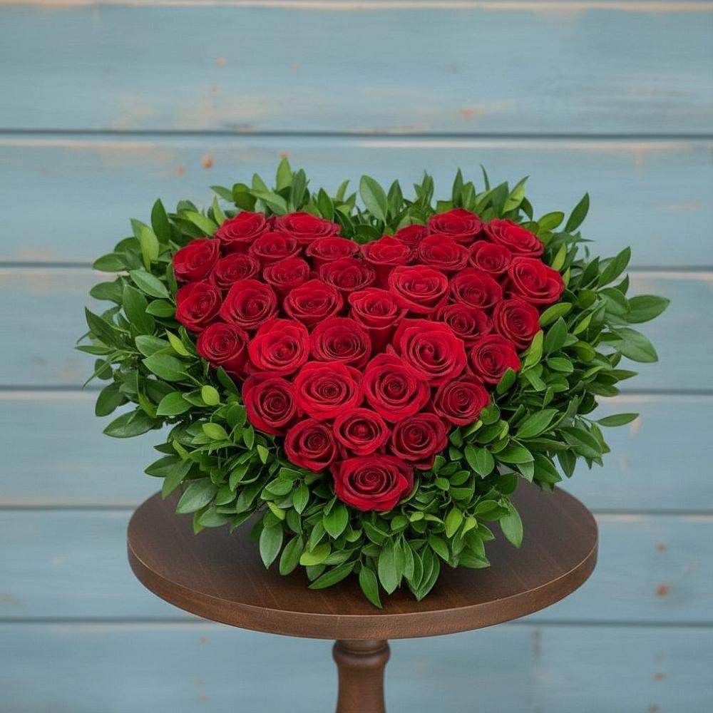 Цветочная композиция из Розы в виде сердца в Азово