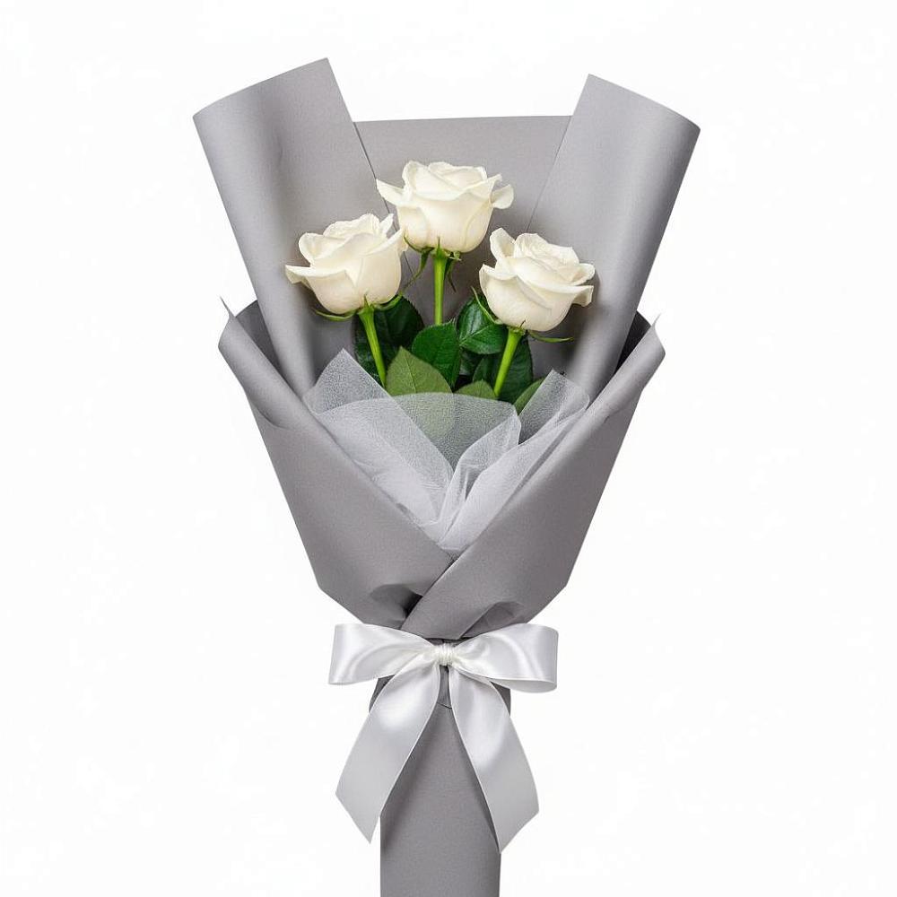 Букет 3 белые розы в Азово