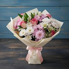 Букет цветов из:  Хризантемы, Альстромерии и Розы в Азово