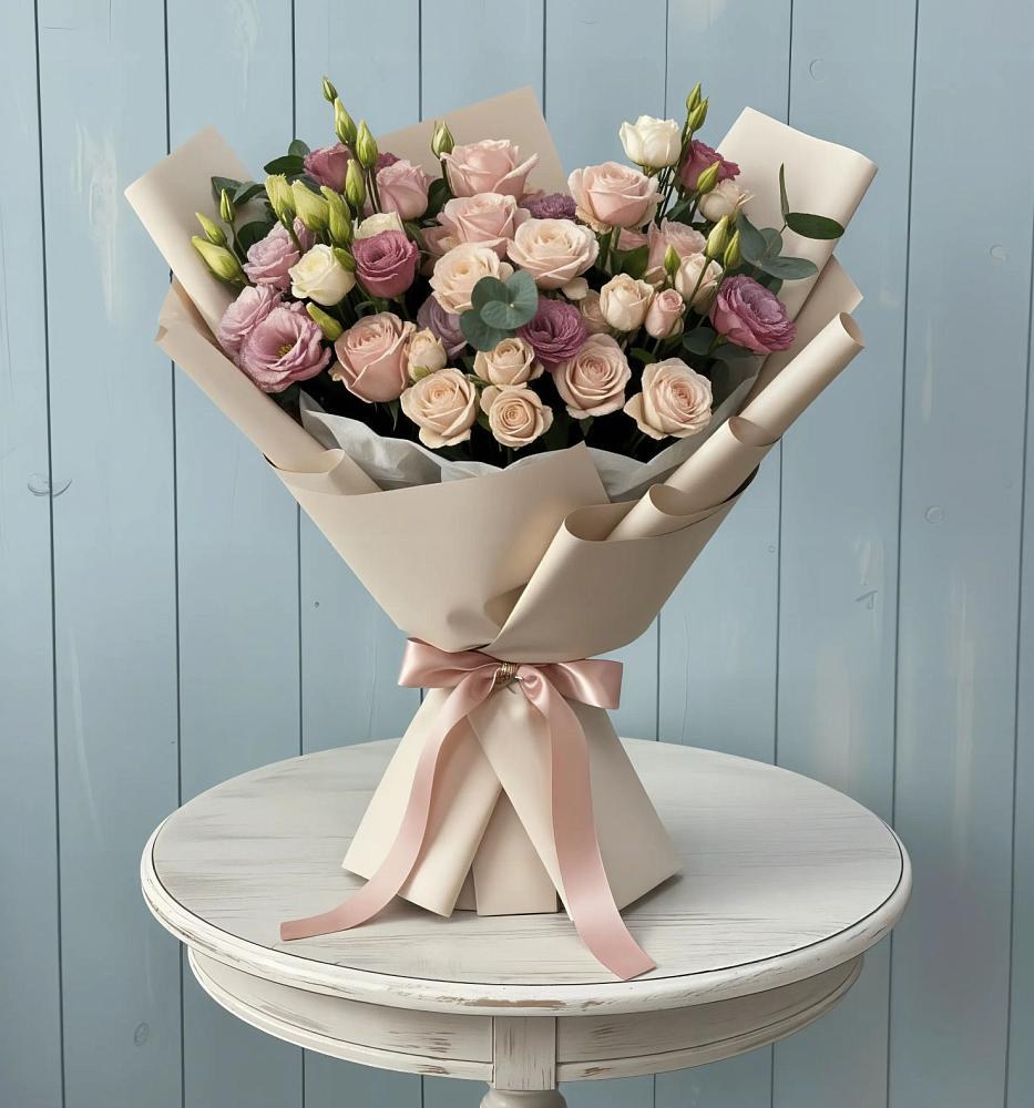 Букет цветов из: Розы и Лизиантусы в Азово