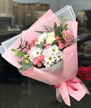 Букет цветов из:  Розы, Лизиантусы и Хризантемы в Азово
