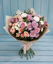 Букет цветов из:  Хризантемы, Розы и Альстромерии #REPLACE_PRED# Азово
