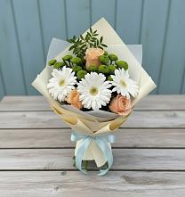 Букет цветов из:  Герберы, Розы и Хризантемы в Азово