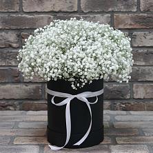 Цветочная композиция из Гипсофила в шляпной коробке в Азово